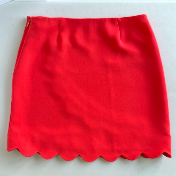 Draper James Coral Pink Scallop Hem Mini Skirt Cocktail - Picture 2 of 15